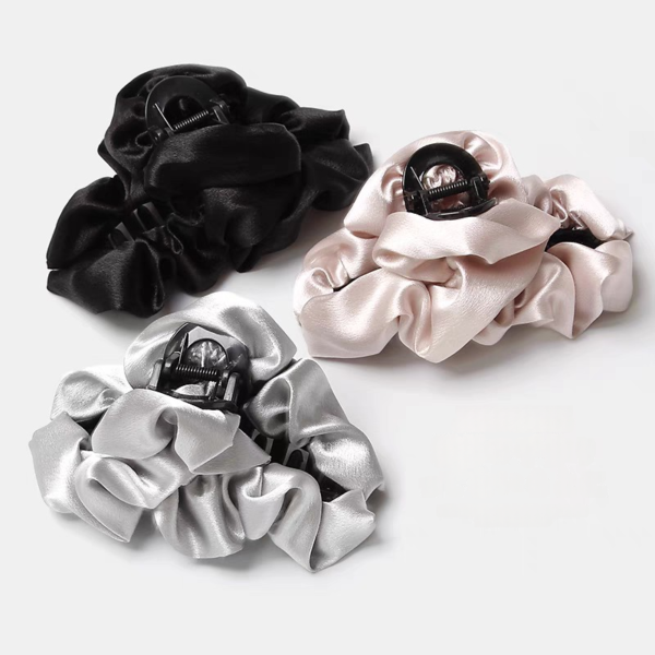 Elegant Satin Scrunchie Claw Clip